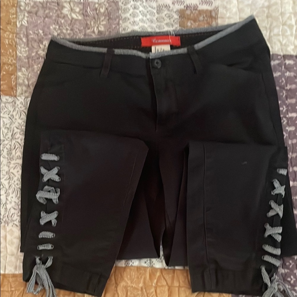 Black pants with Lace-Up Detail